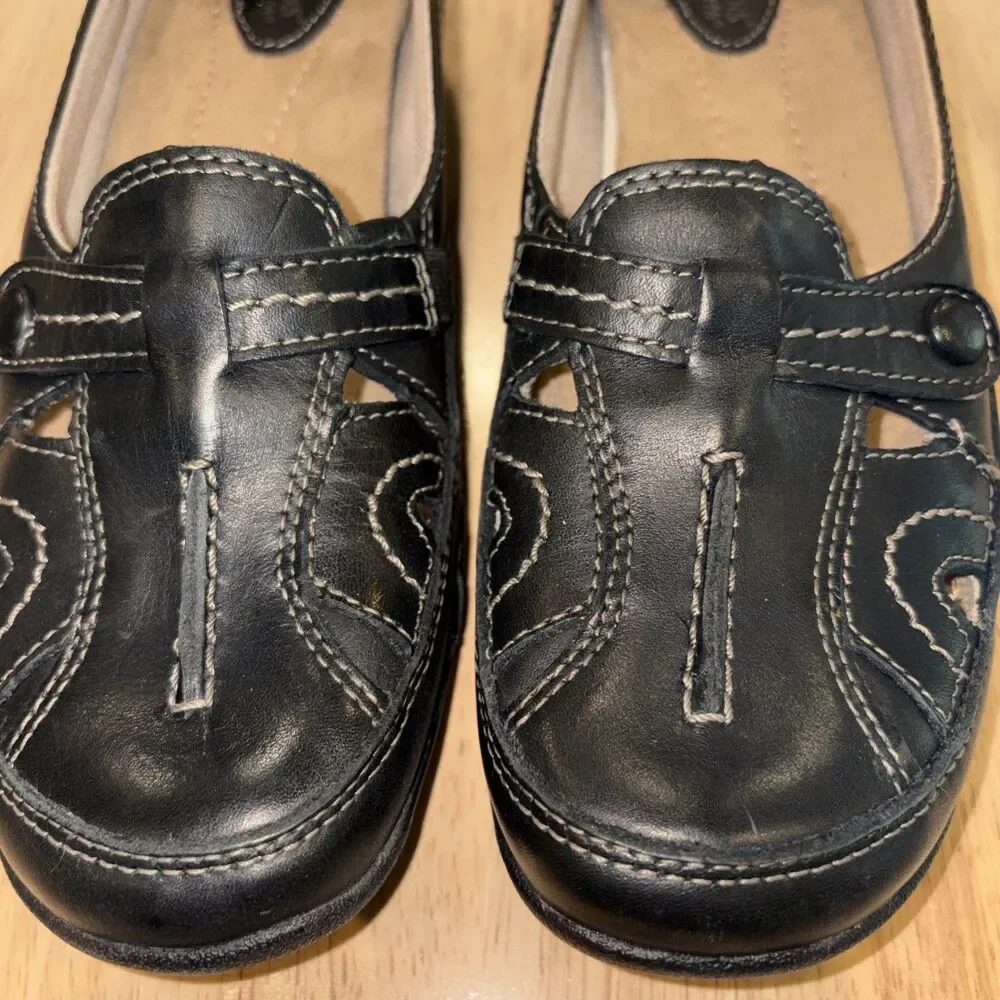 Earth Origins by Earth Womens Sadie Size 10N Leather Black Loafer Slip On Shoes